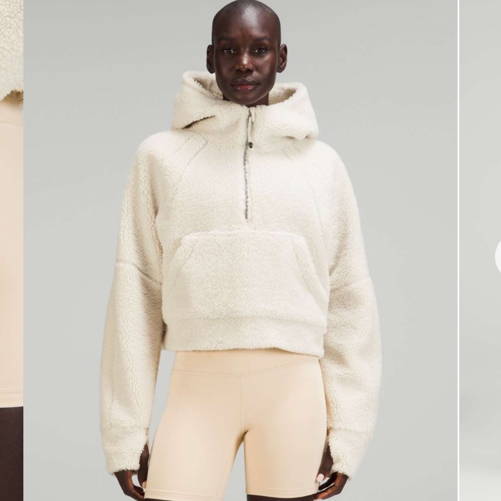 Lululemon Scuba Fleece half 1/2 Zip Oversized Hoodie White Opal